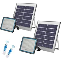 Los mejores  - Foco Solar LED 100W-2 PCS Foco Solar Exterior Mando a Distancia Con Mando a Distancia Luz blanca 6500K Foco Solar LED…